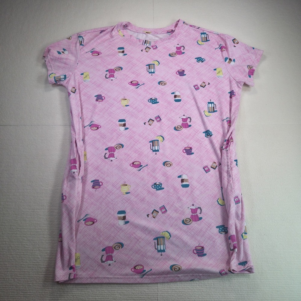 Joyspun ~ Women's ~ Pink ~ Coffee ~ Sleep / Pajama Shirt ~ Pockets ~ Size L-XL